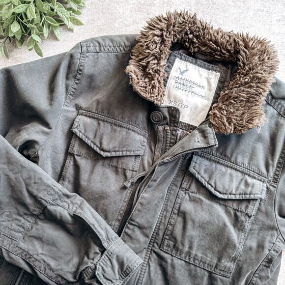 American Eagle Grey Utility Jacket Size XS - Picture 1 of 5